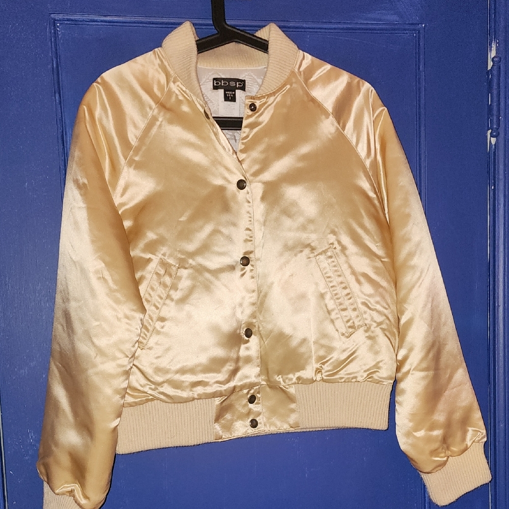 Women's Satin Bomber Jacket - Gold